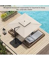 Gymax Patio 9.5FT Square Cantilever Offset Umbrella Double Vented 360° Heavy Duty