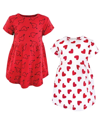 Hudson Baby Girls Cotton Dresses, Love Hearts