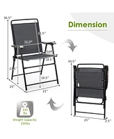 4PCS Outdoor Patio Folding Chair W/Armrest Portable Camping Lawn Garden