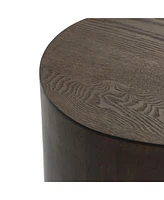 LuxenHome 2-Piece Teardrop Drum Wood Side Tables Set in Walnut Finish