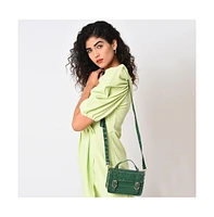 Women's Green Textured Leather Handbag
