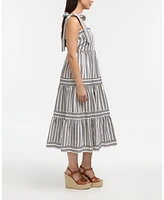 Ellen Tracy Women's Striped Tiered Midi Dress