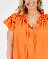Robbie Bee Plus Flutter-Sleeve A-Line Dress