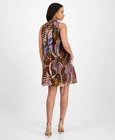 Robbie Bee Petite Printed Mock-Neck Shift Dress