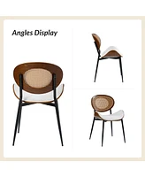 Ema Modern Dining Chair with Curved Wood Backrest,Set of 2