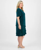 Connected Plus V-Neck Short-Sleeve Tiered Dress