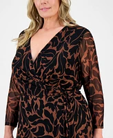 Connected Plus Printed Surplice Side-Tie Dress