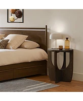 LuxenHome 20-Inch Round Wood Side Table with Walnut Finish