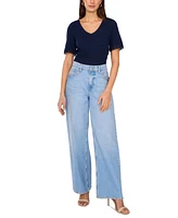 Vince Camuto Women's Cotton V-Neck Crochet-Trim Top