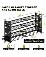 Hausource 4 Tier Power Tool Organizer Shelving Wall Mount Utility Storage Rack，Black