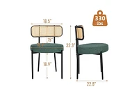 Dyhome Mid-Century Modern Dining Chairs, Room Chairs Set of 6 with Rattan Cane Back, Upholstered Boucle Metal Legs