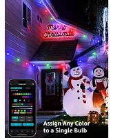 Lepro ZB1 Ai Smart Outdoor String Lights App Control, 54(42+12) ft Rgb+Ic+Warm White Outdoor Lights 15 Led Bulbs, Alexa Google Enabled, No Remote