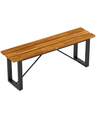 Outsunny Outdoor Bench, 47" Backless Acacia Wood Garden Bench Seat,