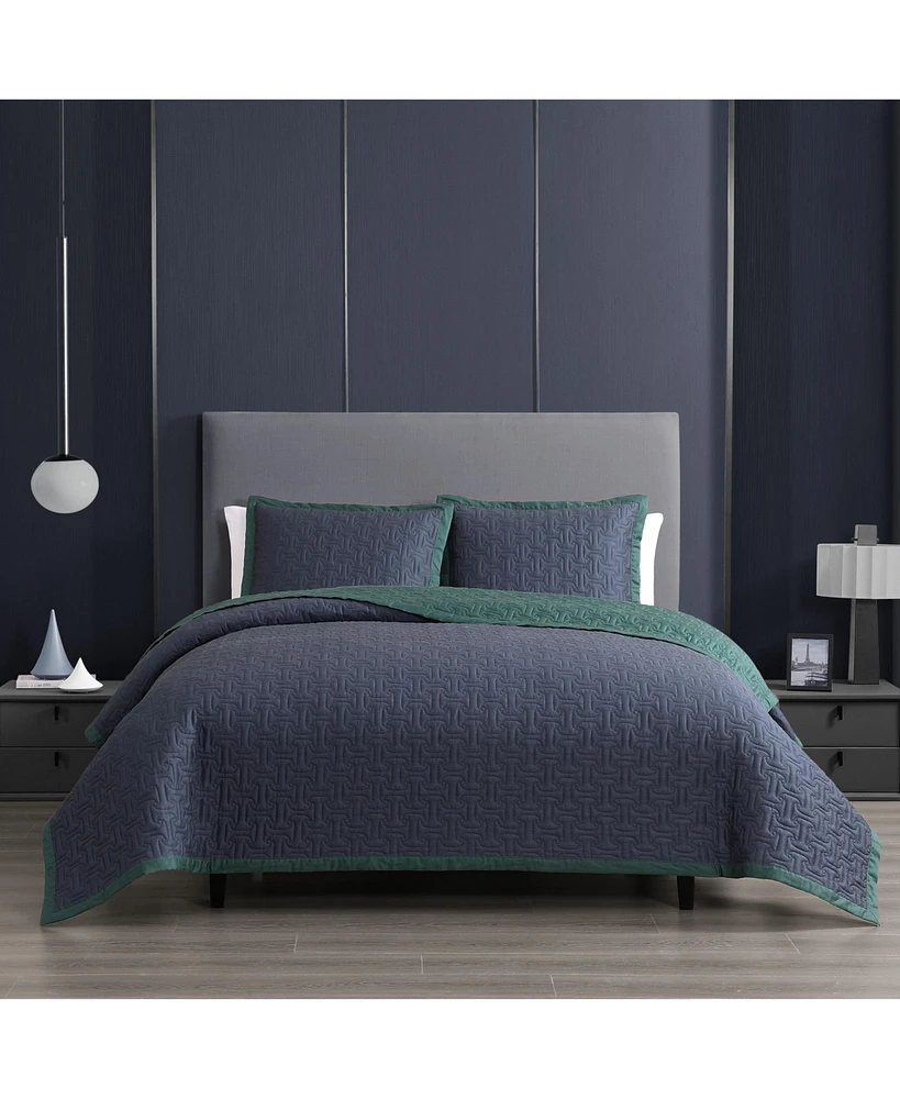 Bebejan 100% Cotton Sateen 3 Piece Textured Quilted Queen Size Coverlet Set