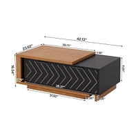 Tribesigns Extendable Coffee Table with 2 Storage Drawers, Dual-Tone Center Sliding Tabletop