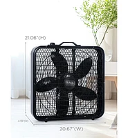 Black+Decker 20” Box Fan with 3 Speed Settings, Powerful 80W Motor, 5-Blade Box Fan with Carry Handle, Black