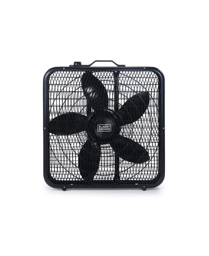 Black+Decker 20” Box Fan with 3 Speed Settings, Powerful 80W Motor, 5-Blade Box Fan with Carry Handle, Black