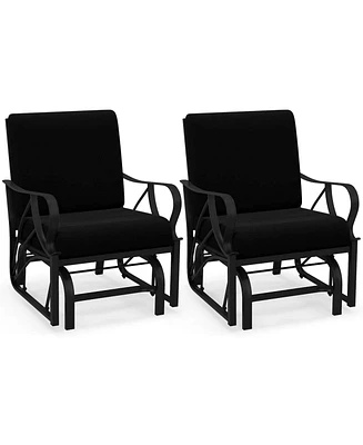 2 Pcs Patio Rocking Chair with Cushion Heavy-Duty Metal Frame Smooth Glider Outdoor
