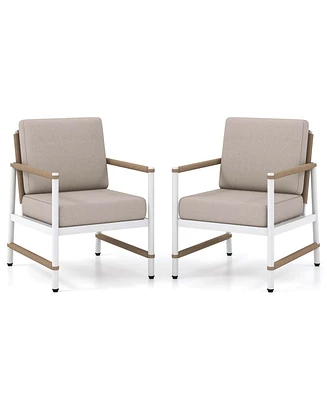 2 Pcs Patio Sofa Set with Thick Cushions Modern Bistro Set for Poolside