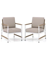 2 Pcs Patio Sofa Set with Thick Cushions Modern Bistro Set for Poolside
