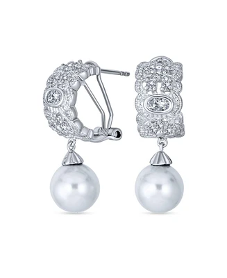 Bling Jewelry Elegant Dangle Chandelier Earrings with Cz White Glass Ball Pearl Drops