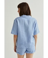 Crescent Women's Clara Linen Button Up Tp