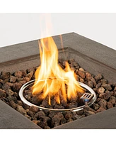 Mondawe 28-inch Outdoor Propane Fire Pit Table Imitation Stone Square Concrete Propane Fire Pit