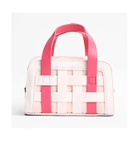 Women's The Weave Camera Mini Sling Bag - Fuchsia Pink & Ivory White