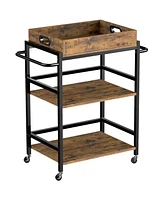 3-Tier Kitchen Cart Rolling Bar Cart Microwave Stand