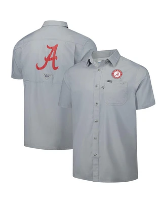 Columbia Men's Gray Alabama Crimson Tide Pfg Slack Omni-Shade Button-Up Camp Shirt