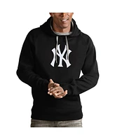 Antigua Men's Black New York Yankees Victory Pullover Team Logo Hoodie