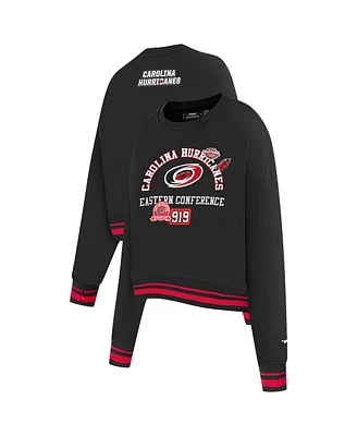 Pro Standard Women's Black Carolina Hurricanes Area Code Cropped Pullover Sweatshirt