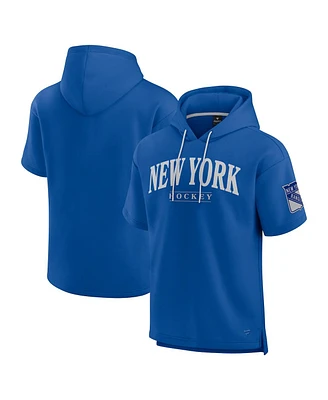 Fanatics Men's Blue New York Rangers Elements Ready Short Sleeve Pullover Hoodie