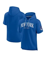 Fanatics Men's Blue New York Rangers Elements Ready Short Sleeve Pullover Hoodie