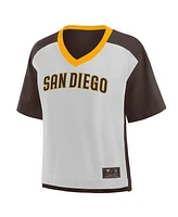 Fanatics Women's Brown/Graphite San Diego Padres Oversized Race To Win V-Neck T-Shirt