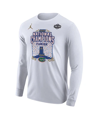 Jordan Men's White Florida Gators 2025 Ncaa Men's Basketball National Champions Expressive Long Sleeve T-Shirt