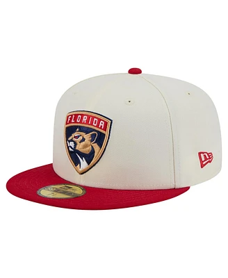 New Era Men's White Florida Panthers Chrome Two-Toned 59FIFTY Fitted Hat