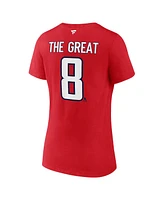Fanatics Women's Alexander Ovechkin Athletic Red Washington Capitals Nhl All-Time Leading Goal Scorer The Great 8 Name Number V-Neck T-Shirt