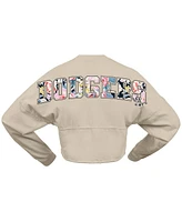 Fanatics Women's Cream Los Angeles Dodgers Floral Preppy Cropped Long Sleeve T-Shirt
