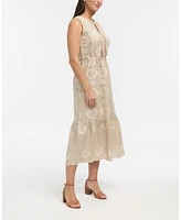 Ellen Tracy Women's Embroidered Maxi Dress