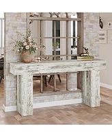 Tribesigns 63-Inch Long Console Table, Farmhouse Wooden Sofa Table Behind The Couch, Narrow Entryway Table for Entrance, Hallway, Living Room (Distres