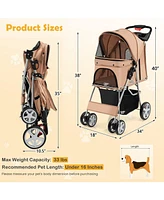 Folding Dog Stroller for Small Medium Dogs Cats Puppy, 4 Lockable Wheels Cat Stroller Pet Travel Carrier Strolling Cart, Safety Belt, Removable Liner