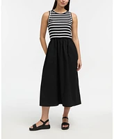 Ellen Tracy Women's Sleeveless Mixed Media Midi Dress