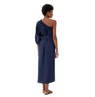 Labeca London Women's Sardinia Linen One Shoulder Dress