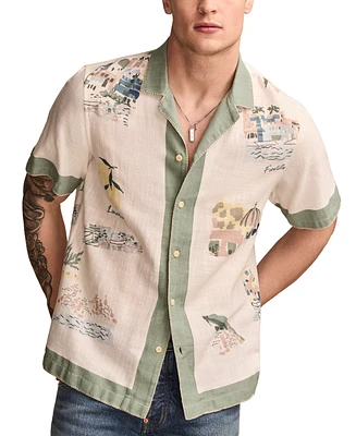 Lucky Brand Men's Short Sleeve Button Front Printed Camp Shirt