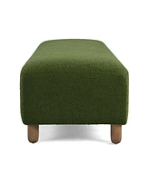 Rectangular Upholstered Ottoman Bench with Foam Cushion and Wood Legs for Living Room or Bedroom Seating Modern Accent Furniture-The Pop Home