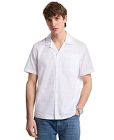 Michael Kors Men's Relaxed Fit Voile Dobby Short Sleeve Check Button-Front Camp Shirt
