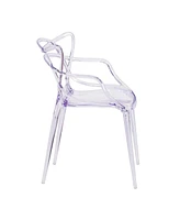 Acrylic Dining Arm Chair with Open Back for Modern Table Seating