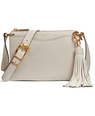 Donna Karan Glenwood Zippered Leather Crossbody with Tassel Detail
