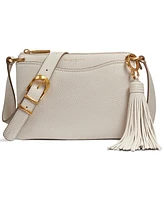 Donna Karan Glenwood Zippered Leather Crossbody with Tassel Detail